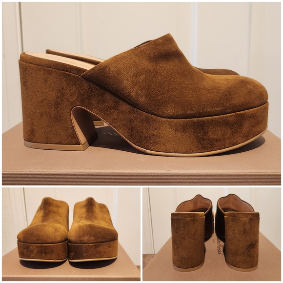 Gianvito Rossi Lyss Suede Texas Clog Shoes